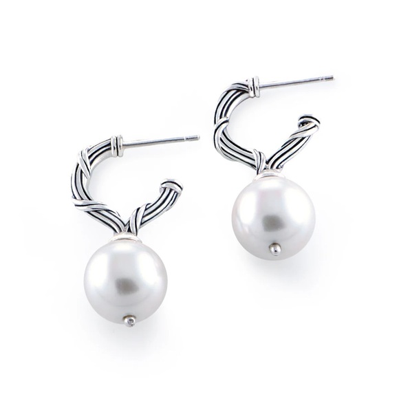 NWT Peter Thomas Roth Sterling Silver & White Pearl Earrings David Yurman - Picture 3 of 6